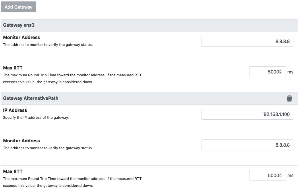 Gateways Configuration