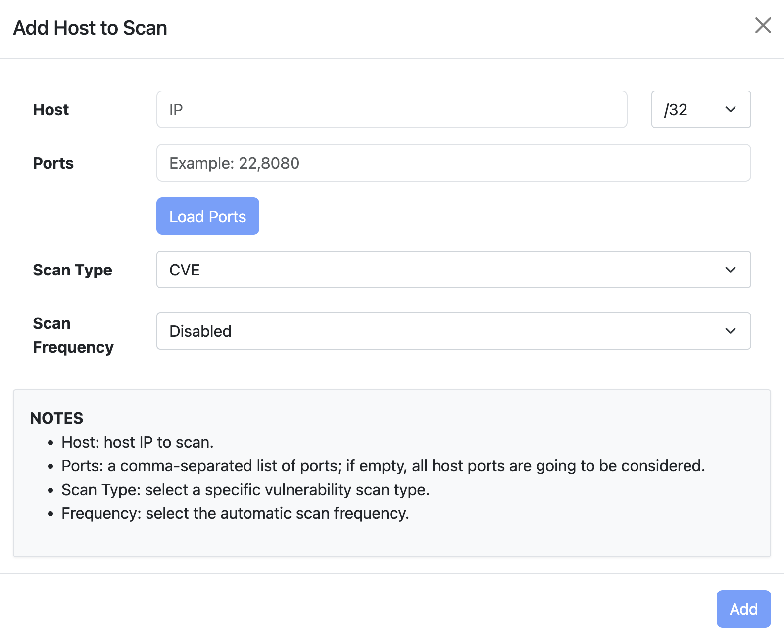 Add Host to Active Scan List