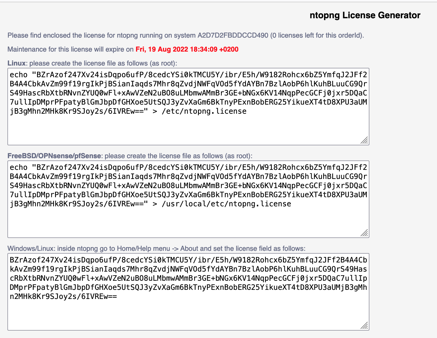 The Obtained License Key