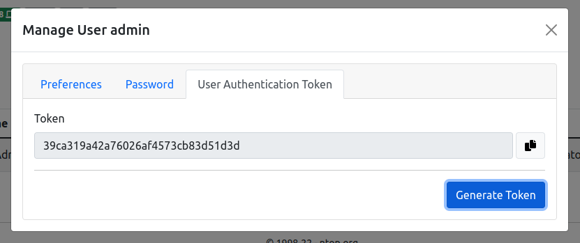 ntopng Authentication Token