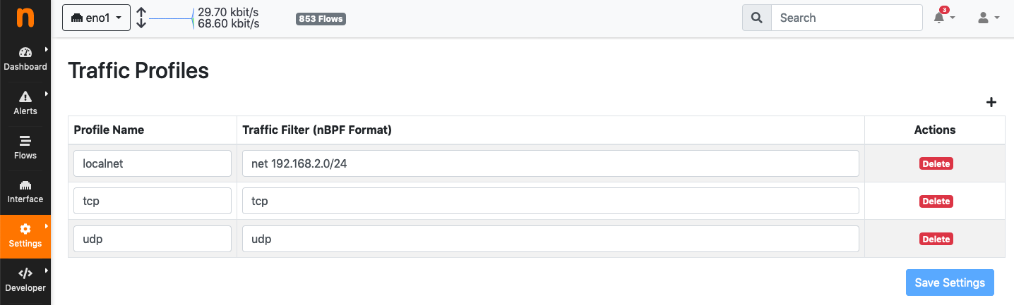 Edit Traffic Profiles