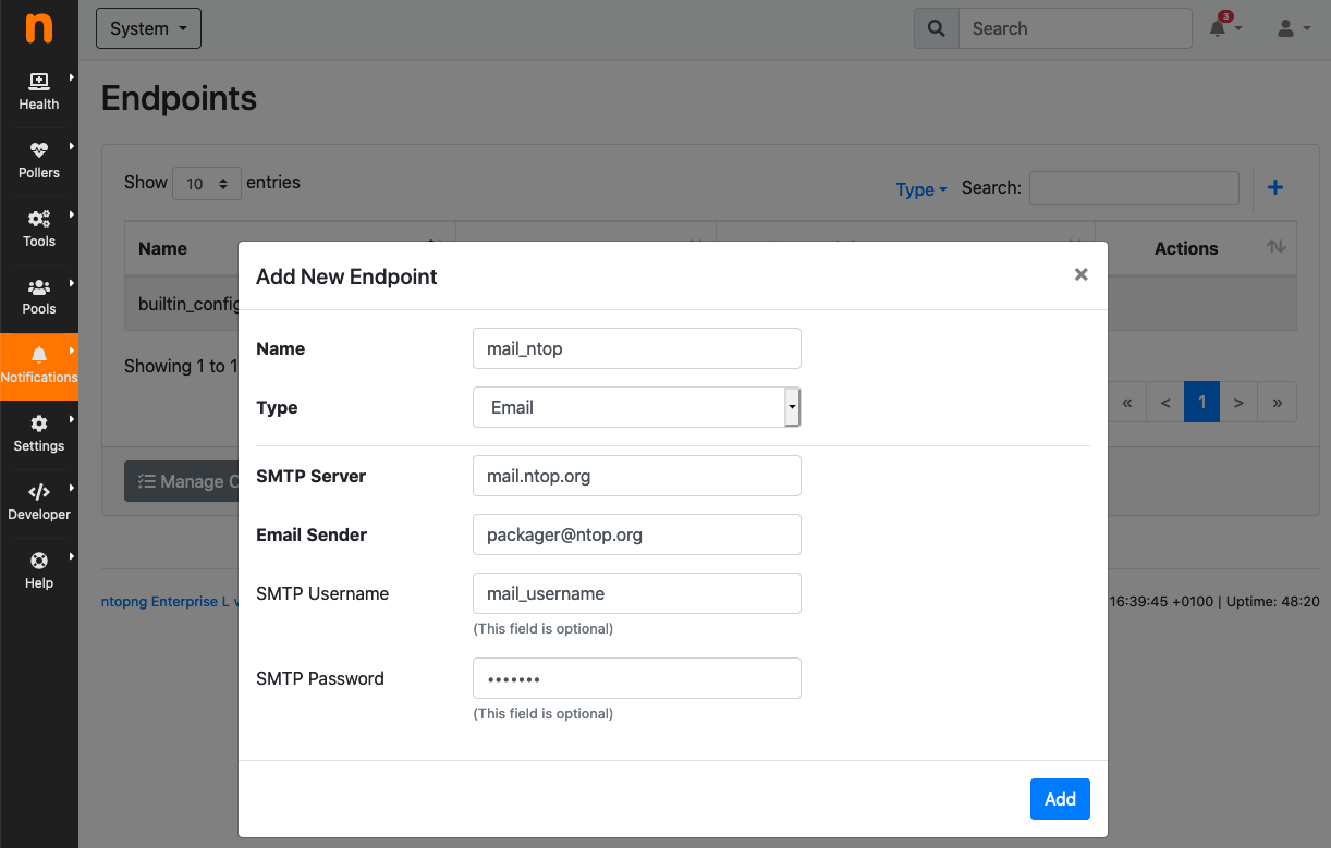 Email Endpoint Configuration