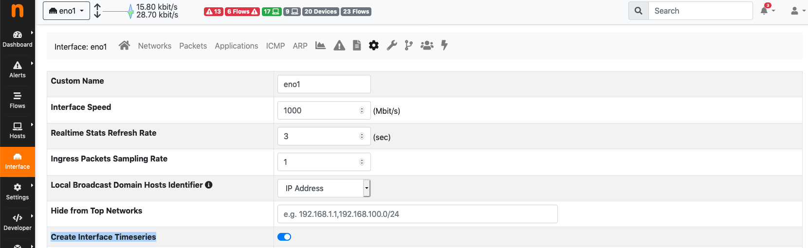 Per Interface Settings