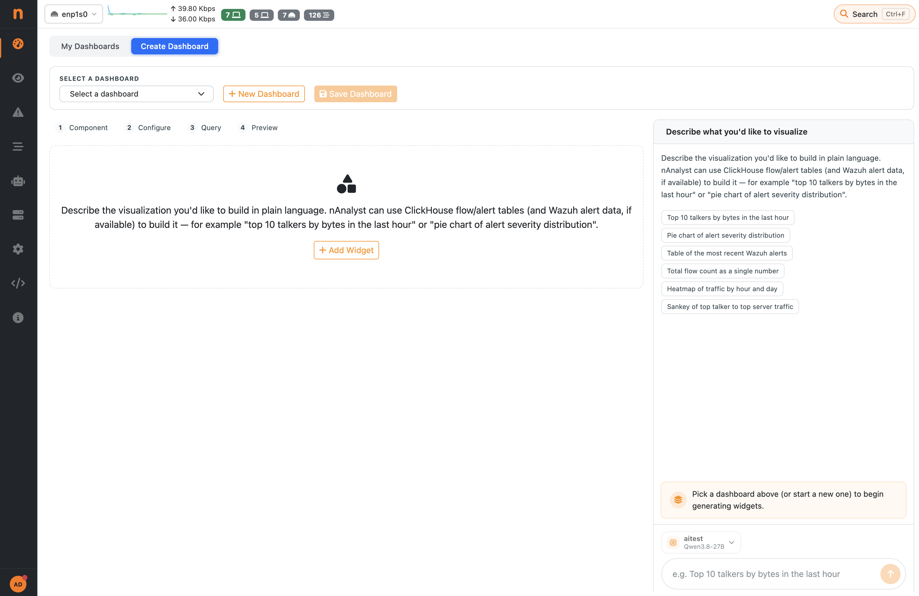 Create Dashboard tab