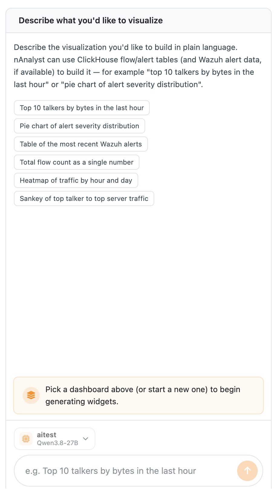 Generating a widget with nAnalyst