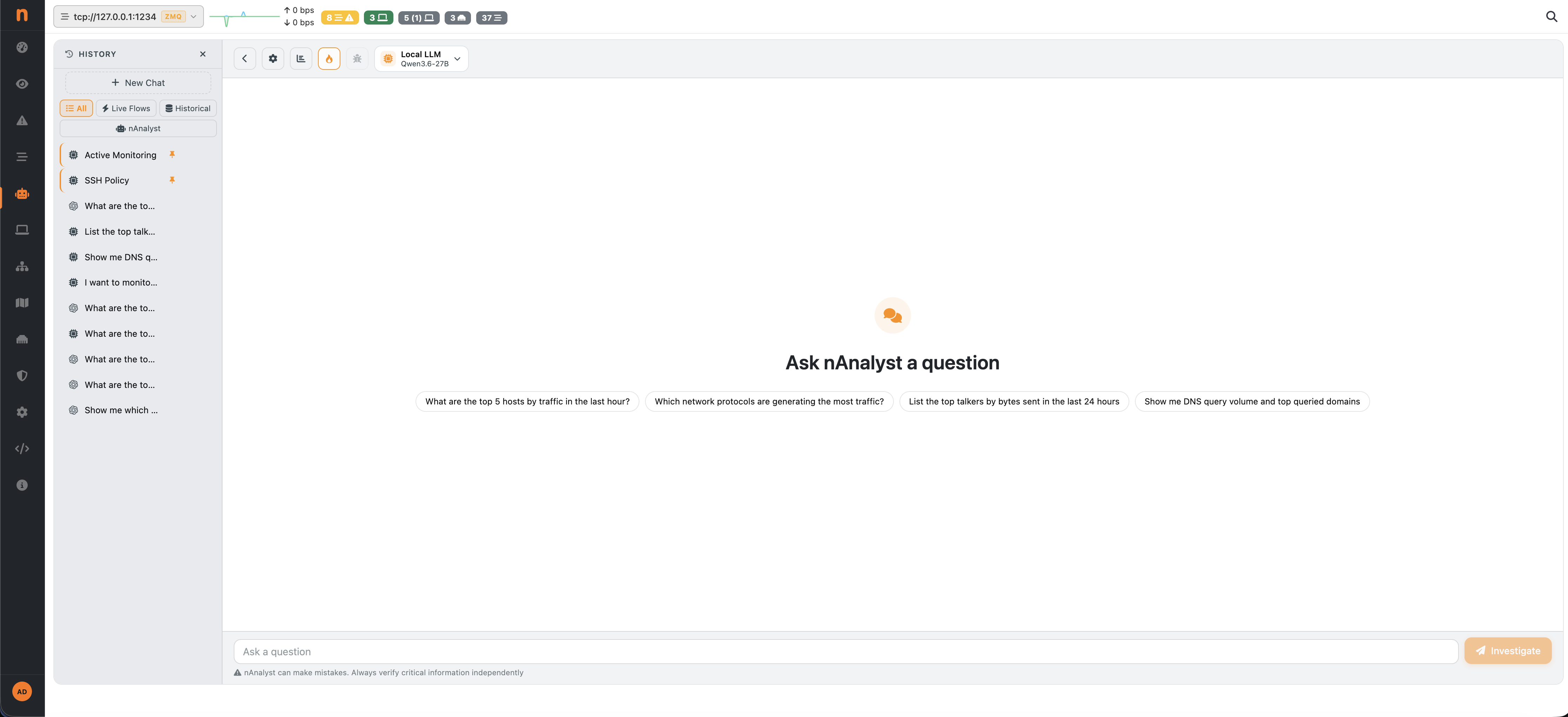 nAnalyst chat interface