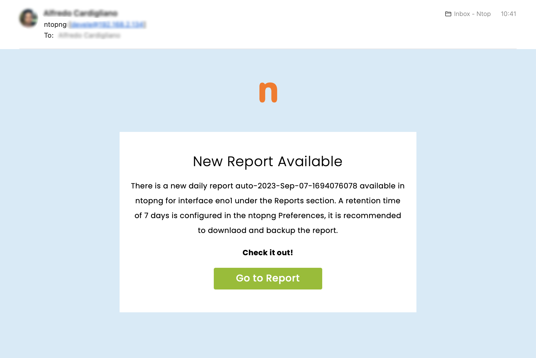 Report Email Notification Preview