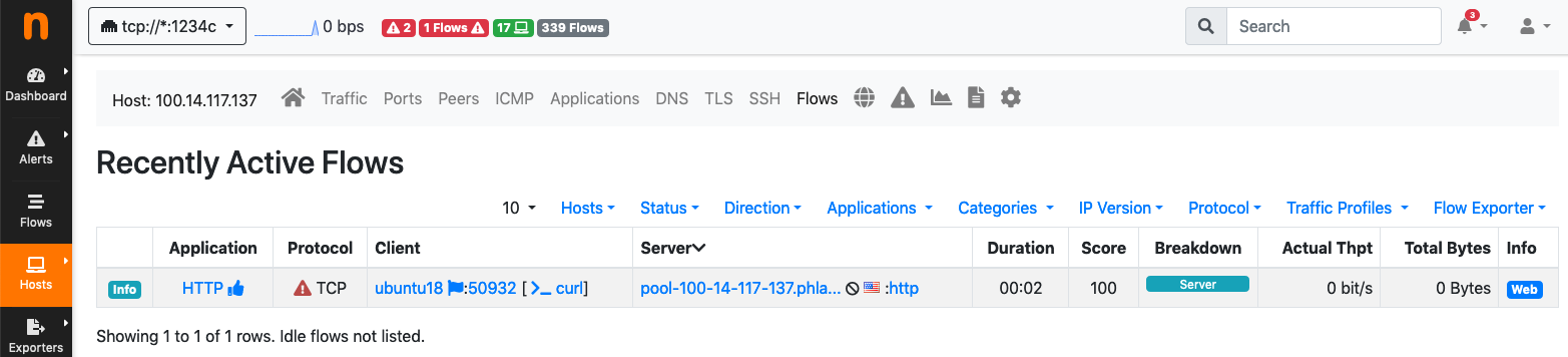 nProbe Agent: blacklisted host flows