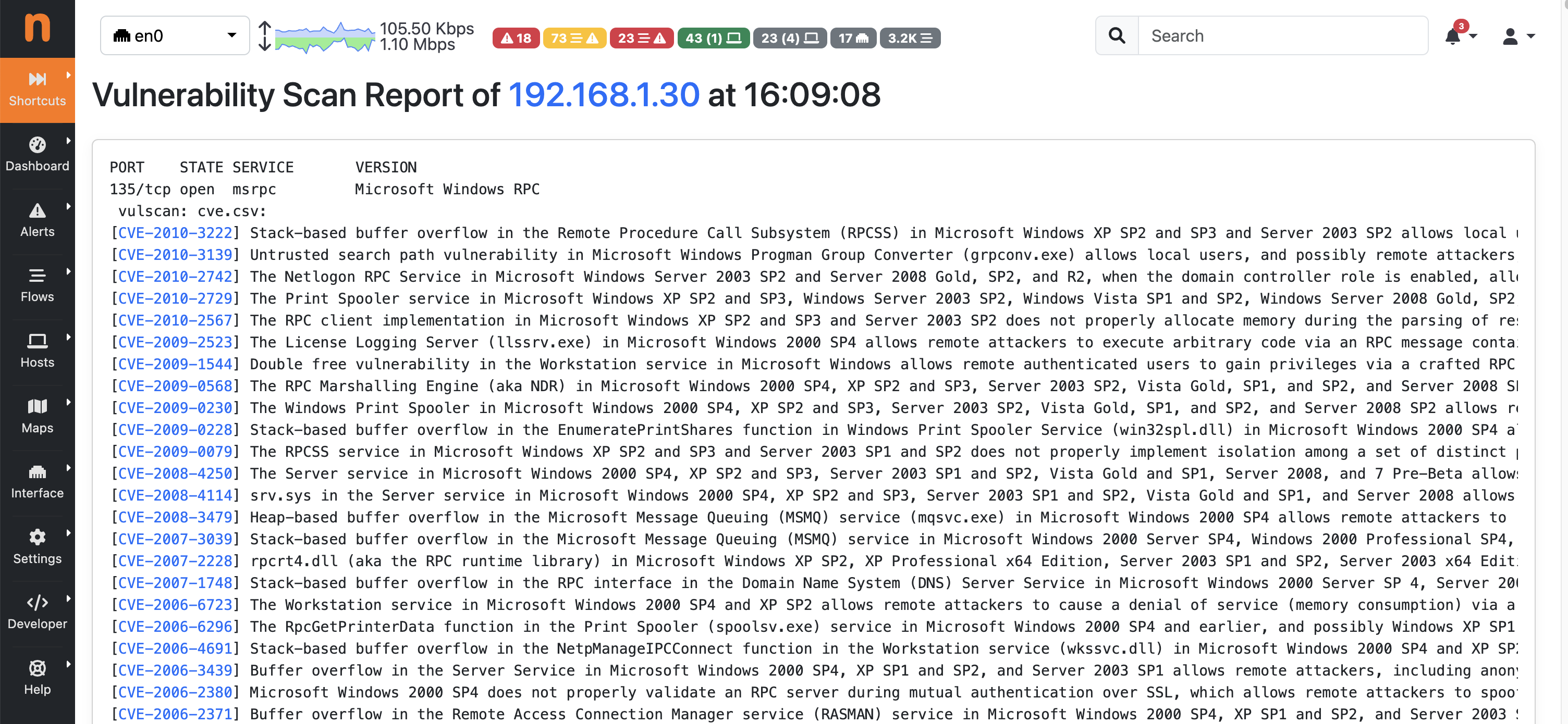 Vulnerability Scan Report Page
