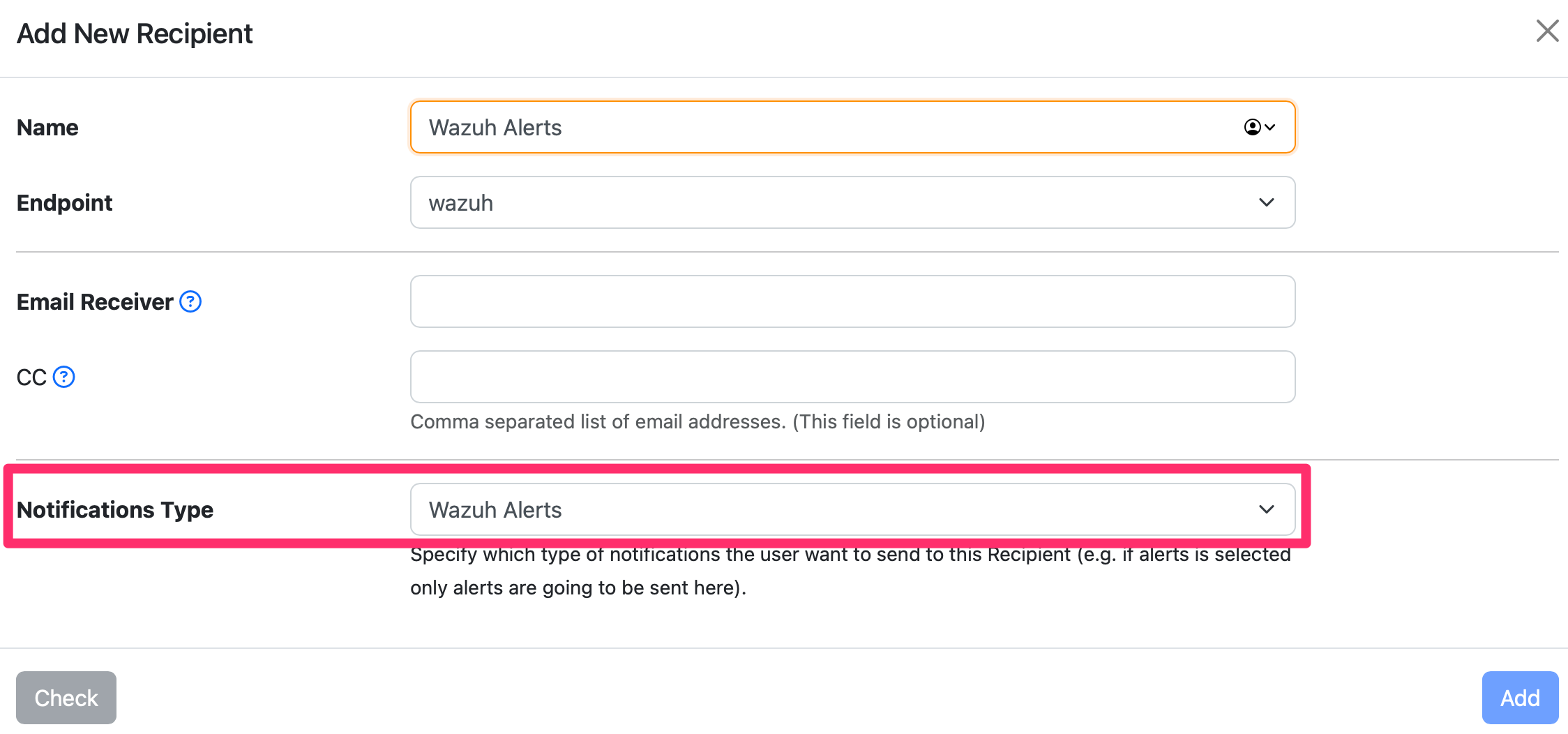 Wazuh Alert Recipient