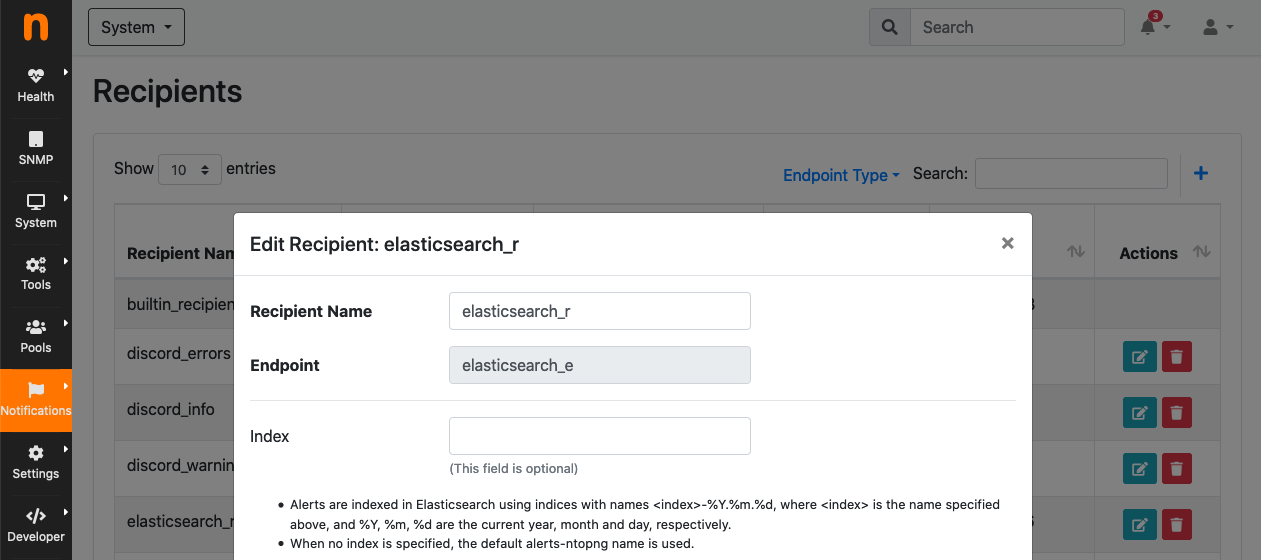 Elasticsearch Recipient