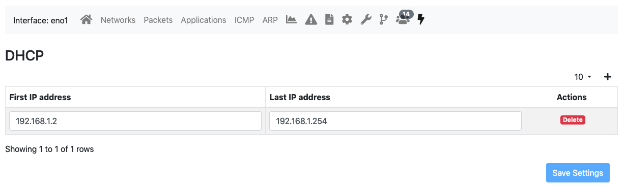 Interface DHCP Range Configuration