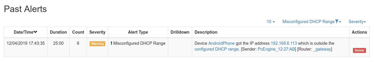 Interface DHCP Range Configuration