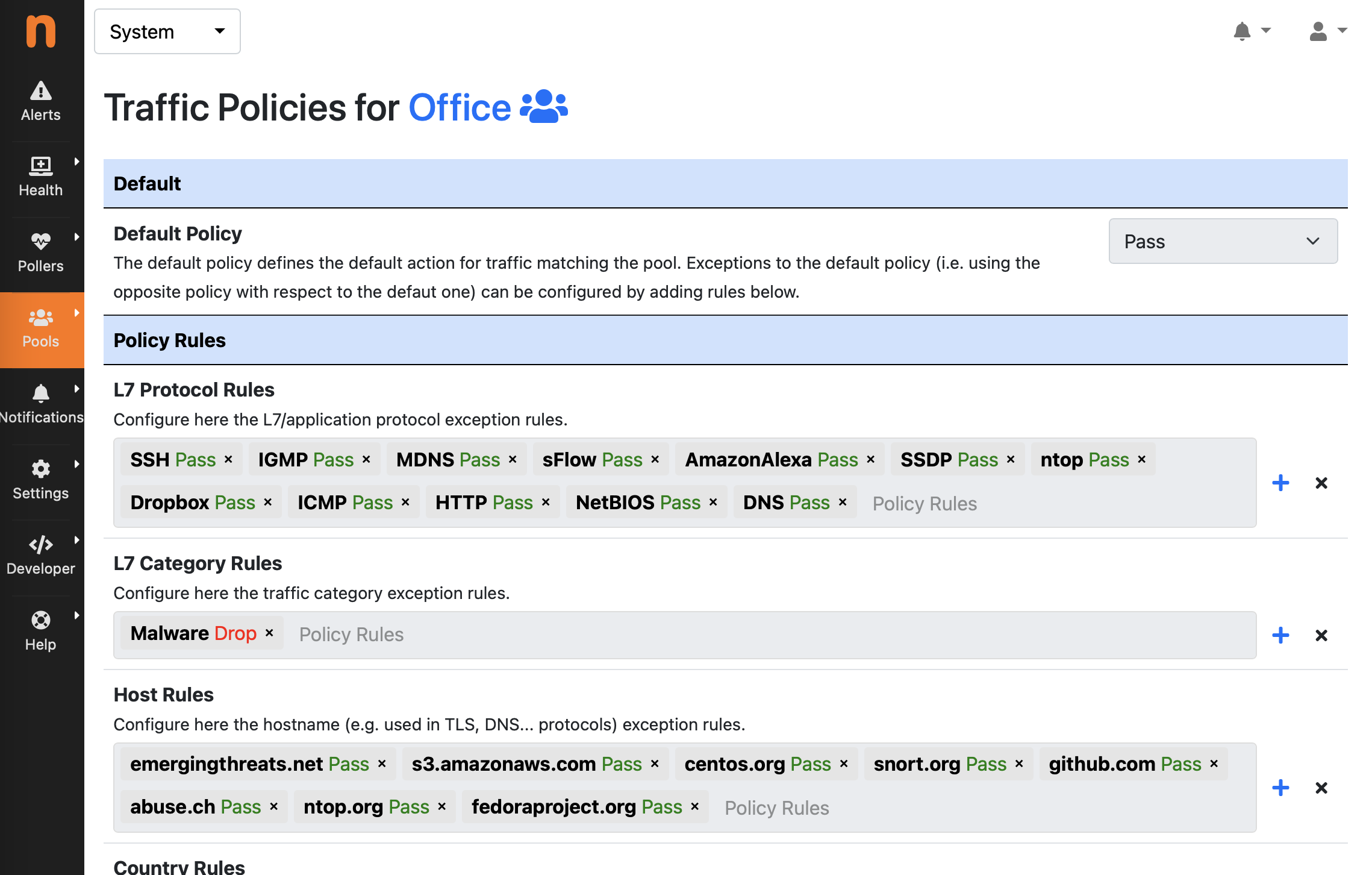 Edit Traffic Policies