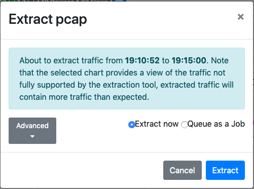 Extract pcap dialog