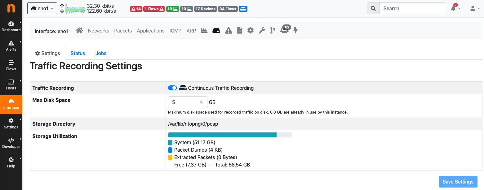 Interface Traffic Recording