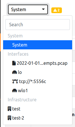 System Interface Dropdown